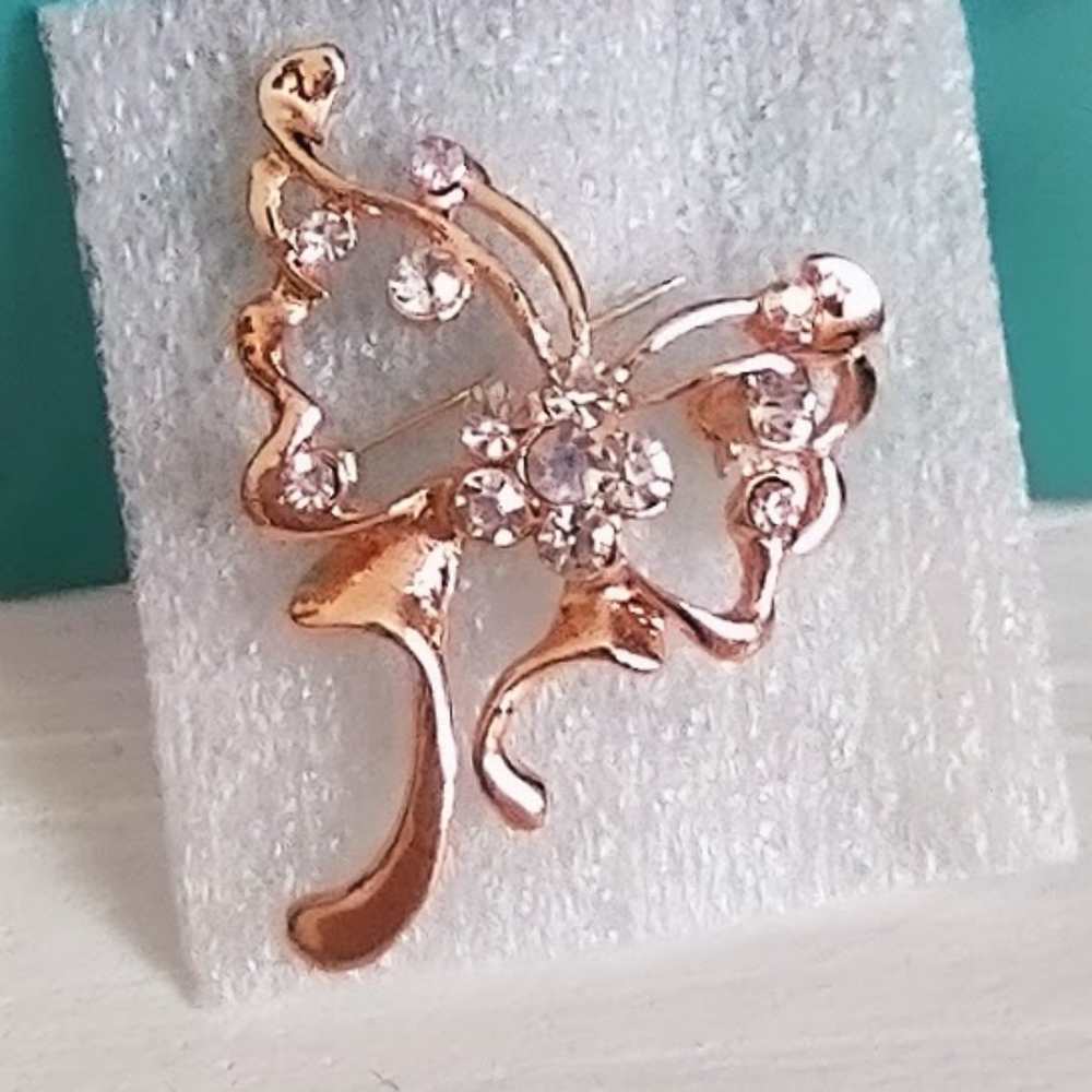 Rose Gold Butterfly Brooch